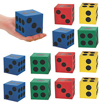 2 1/2" Foam Primary Colors Jumbo Playing Dice Sets - 12 Pc.