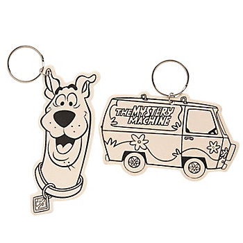 2 1/4" &#8211; 3 3/4" Color Your Own Unfinished Wood Scooby-Doo!&#8482; & Mystery Machine Keychains - 12 Pc.