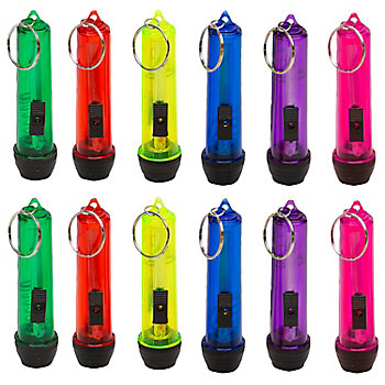 2 1/4" Bright Color Large Beam Flashlight Keychains - 12 Pc.
