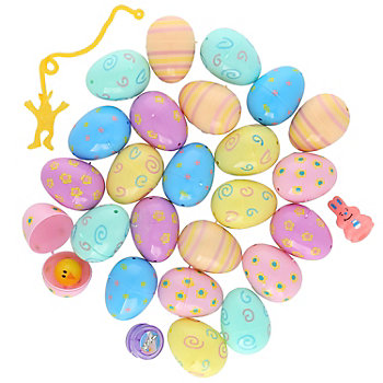2 1/4" Pastel Patterned Toy-Filled Plastic Easter Eggs - 24 Pc.