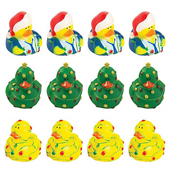 2 1/4" Wrapped in Christmas Lights Multicolor Rubber Ducks - 12 Pc.