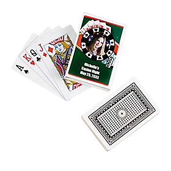 2 1/4" x 3 1/2" Casino Party Paper Playing Cards with Custom Photo Sticker Box &#8211; 12 Pc.