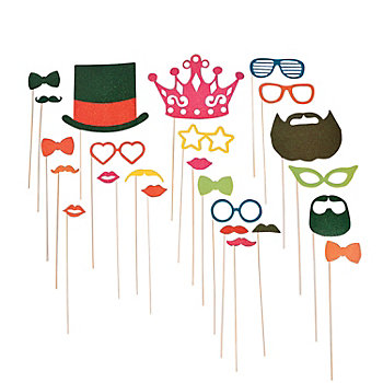 2 3/4" &#8211; 9" Glitter Party Photo Stick Props &#8211; 24 Pc. 