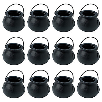 2 3/4" diam. Black BPA-Free Plastic Cauldrons with Handle - 12 Pc. onerror=