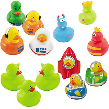 2" - 3" Bulk 48 Pc. Outer Space Astronaut & Alien Rubber Duck Assortment Kit