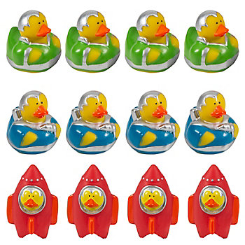 2" &#8211; 3" Multicolor Outer Space Explorer Rubber Ducks &#8211; 12 Pc.