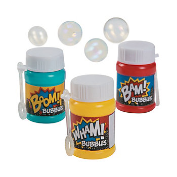 2" Action-Packed Wham! Boom! Bam! Plastic Bubble Bottles &#8211; 24 Pc. 