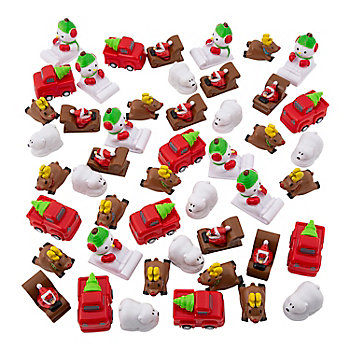 2" Bulk 50 Pc. Christmas Plastic Pull-Back Toy Assortment