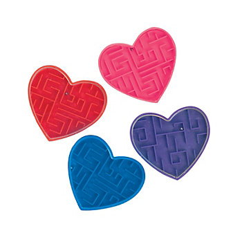 2" Bulk 72 Pc. Mini Valentine's Day Plastic Maze Puzzles