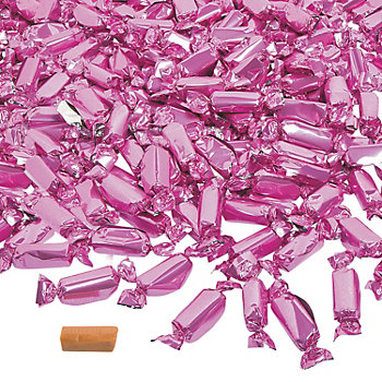 2 lbs. Hot Pink Foil-Wrapped Caramels - 189 Pc.