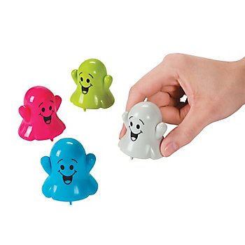2" Mini Brightly Colored Ghost Plastic Pull-Back Toys - 12 Pc.