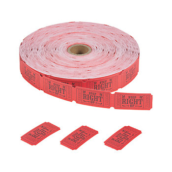 2" x 1" Bulk 2000 Pc. Red Step Right Up Single Roll Carnival Tickets