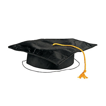 20" Kids Black Shiny Elementary School Polyester Graduation Cap with Tassel