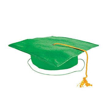 20" Kids Green Shiny Elementary School Polyester Graduation Cap with Tassel
