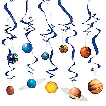 20" Solar System Hanging Paper Swirl Decorations - 10 Pc.
