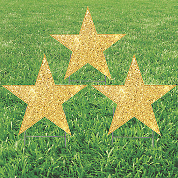 20" x 20" Glitter Star Yard Sign Set - 3 Pc.