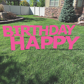 20" x 20" Pink Happy Birthday Yard Signs - 13 Pc.