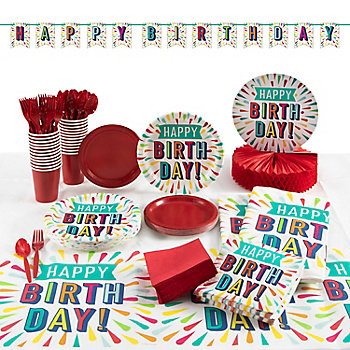 207 Pc. Birthday Burst Party Tableware Kit for 24 Guests