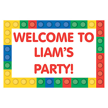 22" x 16" Personalized Color Brick Building Block Party Welcome Sign