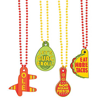 24" Bright Color Fiesta Beaded Necklaces with Sayings &#8211; 24 Pc. 