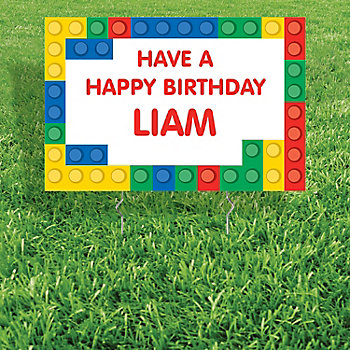 24" x 16" Personalized Color Brick Building Block Yard Sign