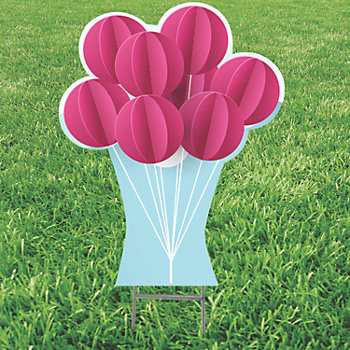24" x 30" Pink Balloons Yard Sign