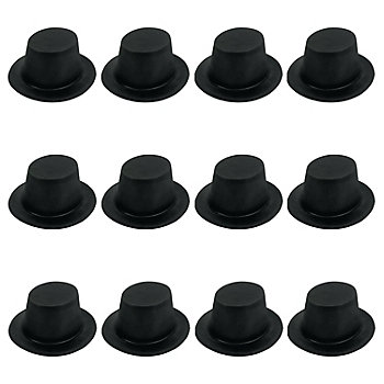24" x 5" Black Flocked Plastic Top Hats - 12 Pc.