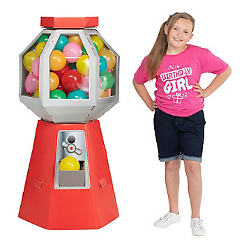 24" x 51" Red & Gray 3D Gumball Machine Cardboard Cutout Stand-Up