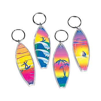 3 1/4" Bright Color Surfboard Acrylic Keychains - 12 Pc.