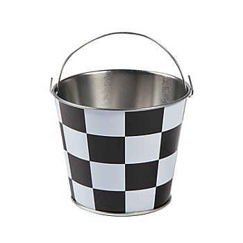 3 1/4" Mini Black & White Checkered Metal Pails with Handle &#8211; 12 Pc. 