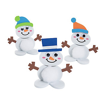 3 3/4" x 3 3/4" 3D Pom-Pom Snowman Stand-Up Craft Kit - Makes 12