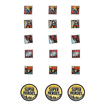 3 Ft. Comic Superhero Hanging Decorations - 6 Pc.
