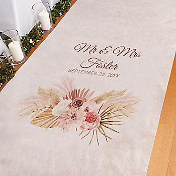 3 ft. x 100 ft. Personalized Boho Neutral Wedding Aisle Runner