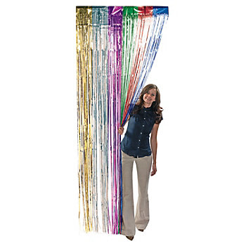 3 ft. x 8 ft. Rainbow Ready-to-Hang Metallic Foil Fringe Curtain