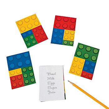 3" x 4 1/4" Color Brick Building Block Party Paper Notepads - 24 Pc.