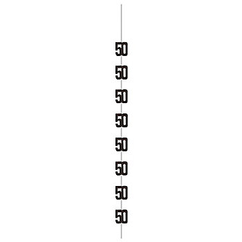 3" x 60" Black Glitz Number 50 Plastic Hanging Decorations - 6 Pc.