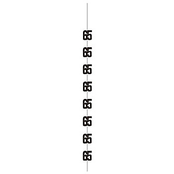 3" x 60" Black Glitz Number 65 Plastic Hanging Decorations - 6 Pc.