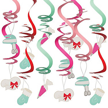 33" Baking Party Hanging Swirls - 12 Pc.