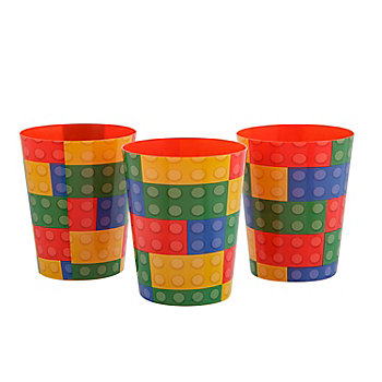 4 1/2" 16 oz. Color Brick Building Block Party Reusable Plastic Favor Cups - 8 Ct.