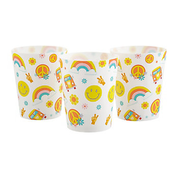 4 1/2" 16 oz. Groovy Party Reusable Plastic Favor Cups - 8 Ct.