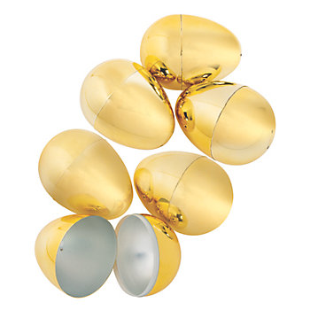 4 1/2" Metallic Gold Plastic Easter Eggs - 6 Pc.