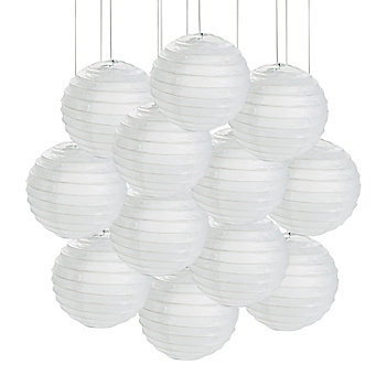 4 1/2" Mini White Hanging Paper Lanterns – 12 Pc.