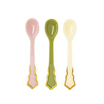 4 1/2" Pastel Disposable Plastic Tea Spoons with Gold Accent &#8211; 24 Ct.
