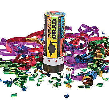 4 1/4" Congrats Grad Spring-Loaded Paper Party Poppers - 12 Pc.