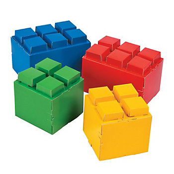 4" - 6" x 4" Color Brick Building Block Party Centerpieces - 4 Pc.