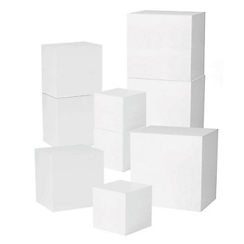 4" - 8" Bulk White Buffet Square Wood Riser Table Decoration Set - 12 Pc.
