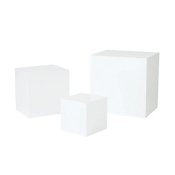 4" - 8" White Square Buffet Risers Tabletop Decoration Set - 3 Pc.