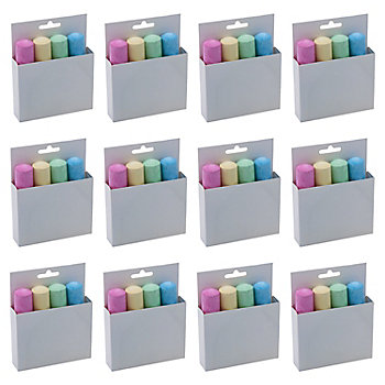 4" Bulk 12 Boxes Jumbo Solid Color Sidewalk Chalk - 4 Colors Per Box