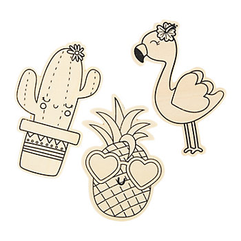 4" Color Your Own Tropical-Themed Wood Characters - 24 Pc.