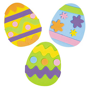 4" x 3" Bright Color Easter Egg Magnet Foam Craft Kit - Makes 12